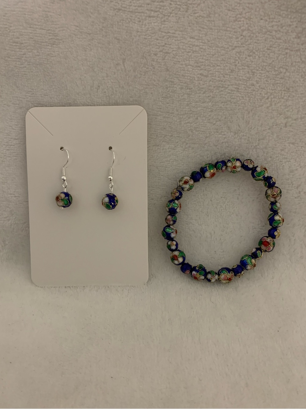 Cloisonné Bead Bracelet & Earrings
